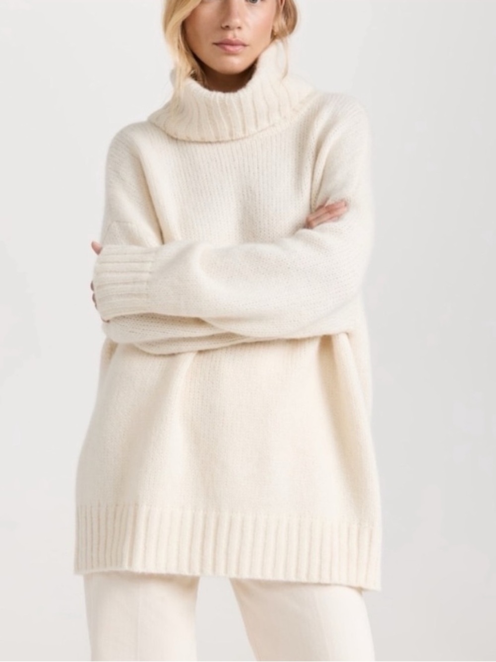 Jenni Kayne Cocoon Alpaca Wool Blend Ivory Oversized Cowl Neck Sweater size 1X